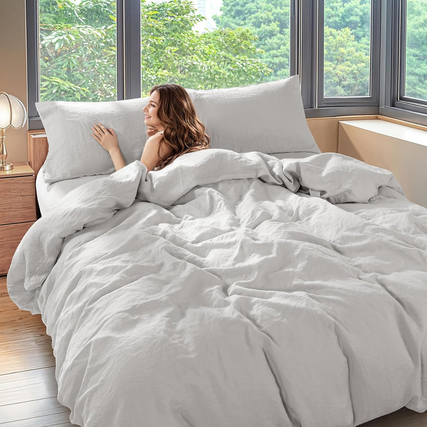 Natural Linen Duvet Cover Set 3PC