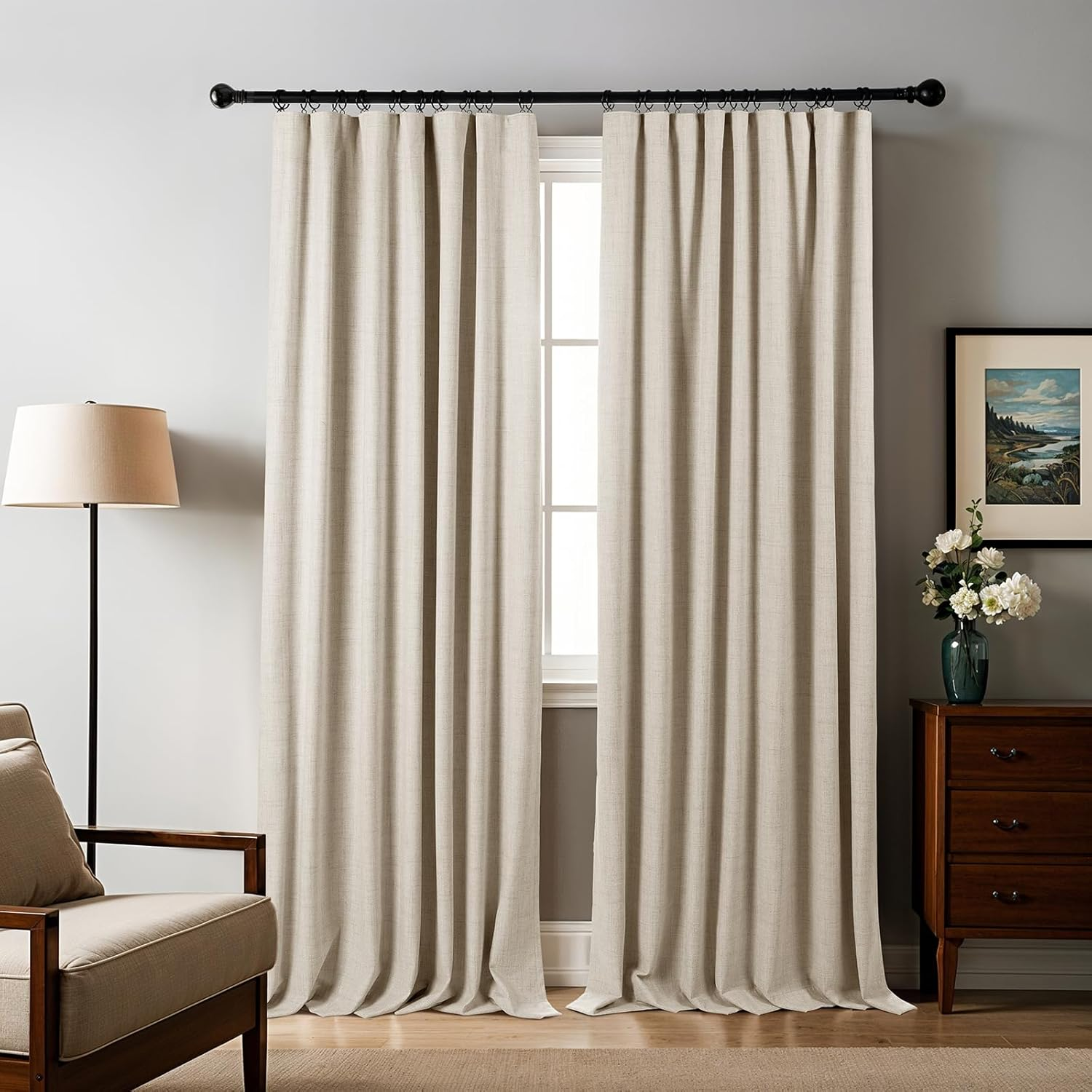 Linen Blend Full Blackout Curtains