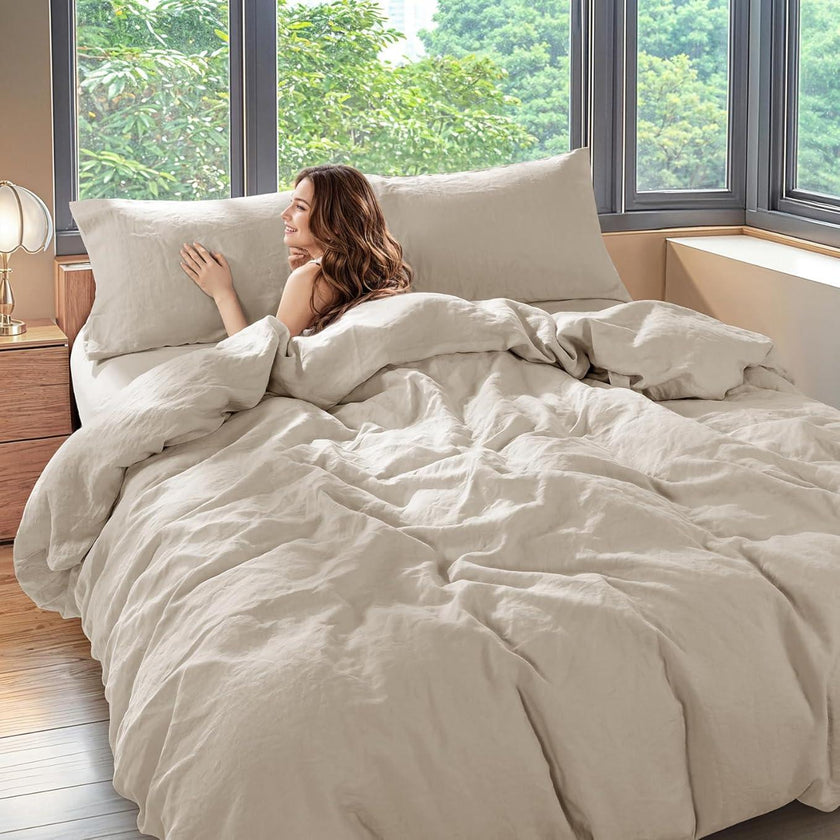 Natural Linen Duvet Cover Set 3PC