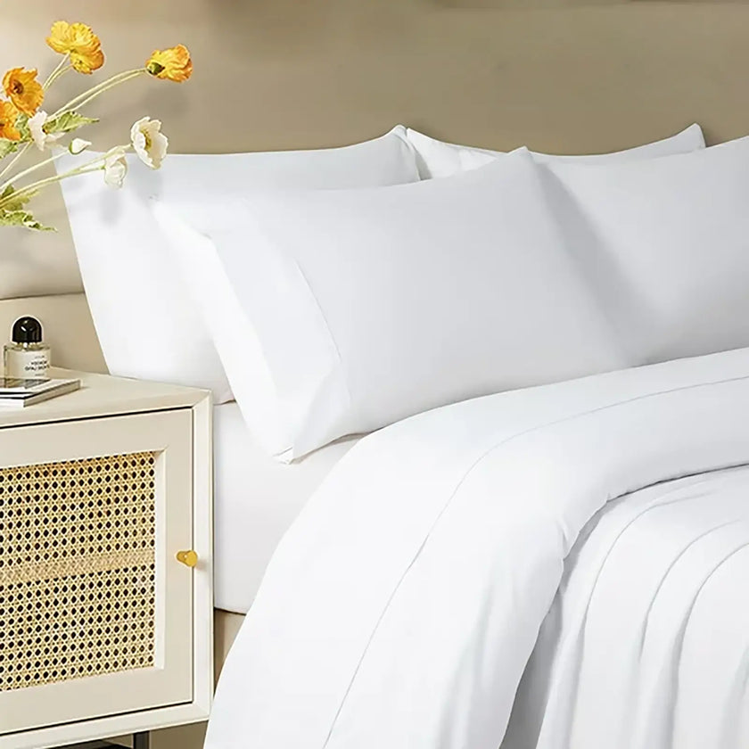 Sonoro Kate 100% Egyptian Cotton Bed Sheet Set, 1200 Series Deep Pocket 4PC Percale Sheets