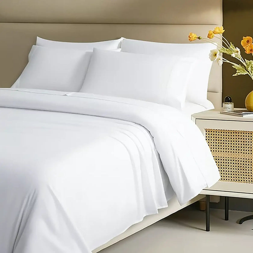 Sonoro Kate 100% Egyptian Cotton Bed Sheet Set, 1200 Series Deep Pocket 4PC Percale Sheets