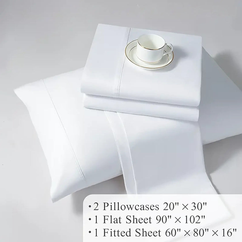 Sonoro Kate 100% Egyptian Cotton Bed Sheet Set, 1200 Series Deep Pocket 4PC Percale Sheets