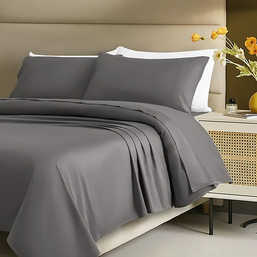 Sonoro Kate 100% Egyptian Cotton Bed Sheet Set, 1200 Series Deep Pocket 4PC Percale Sheets