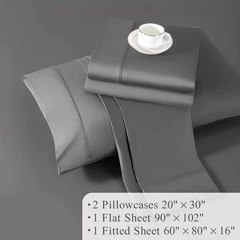 Sonoro Kate 100% Egyptian Cotton Bed Sheet Set, 1200 Series Deep Pocket 4PC Percale Sheets