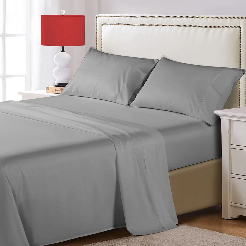 Sonoro Kate 100% Egyptian Cotton Bed Sheet Set, 1200 Series Deep Pocket 4PC Percale Sheets