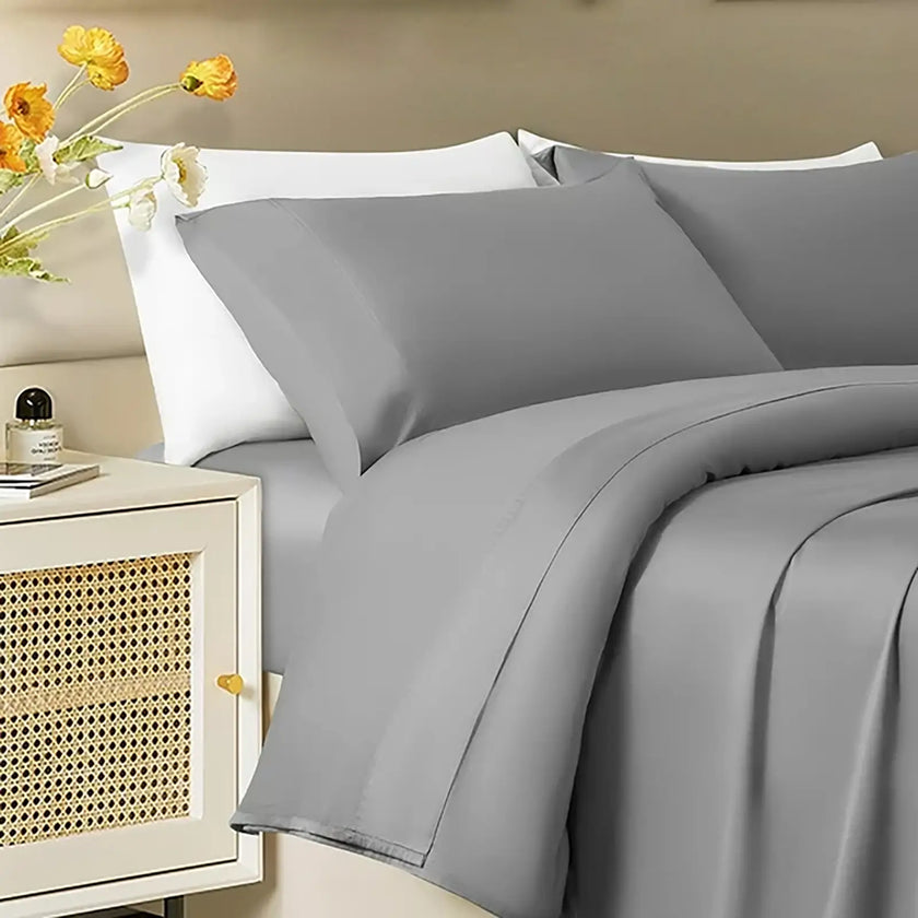 Sonoro Kate 100% Egyptian Cotton Bed Sheet Set, 1200 Series Deep Pocket 4PC Percale Sheets