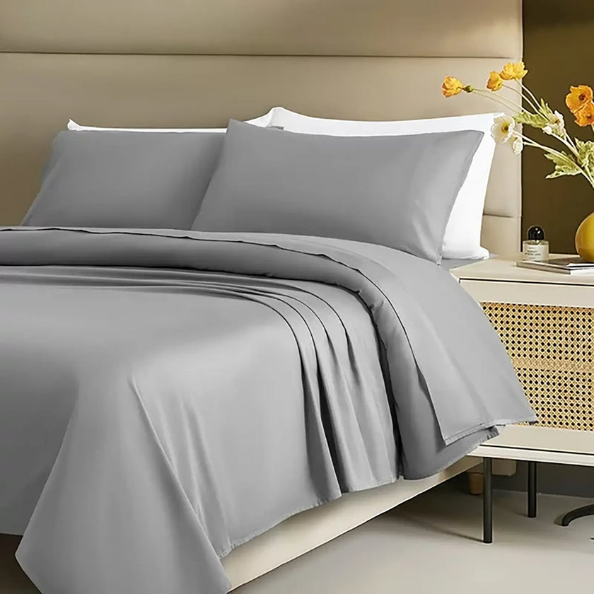 Sonoro Kate 100% Egyptian Cotton Bed Sheet Set, 1200 Series Deep Pocket 4PC Percale Sheets