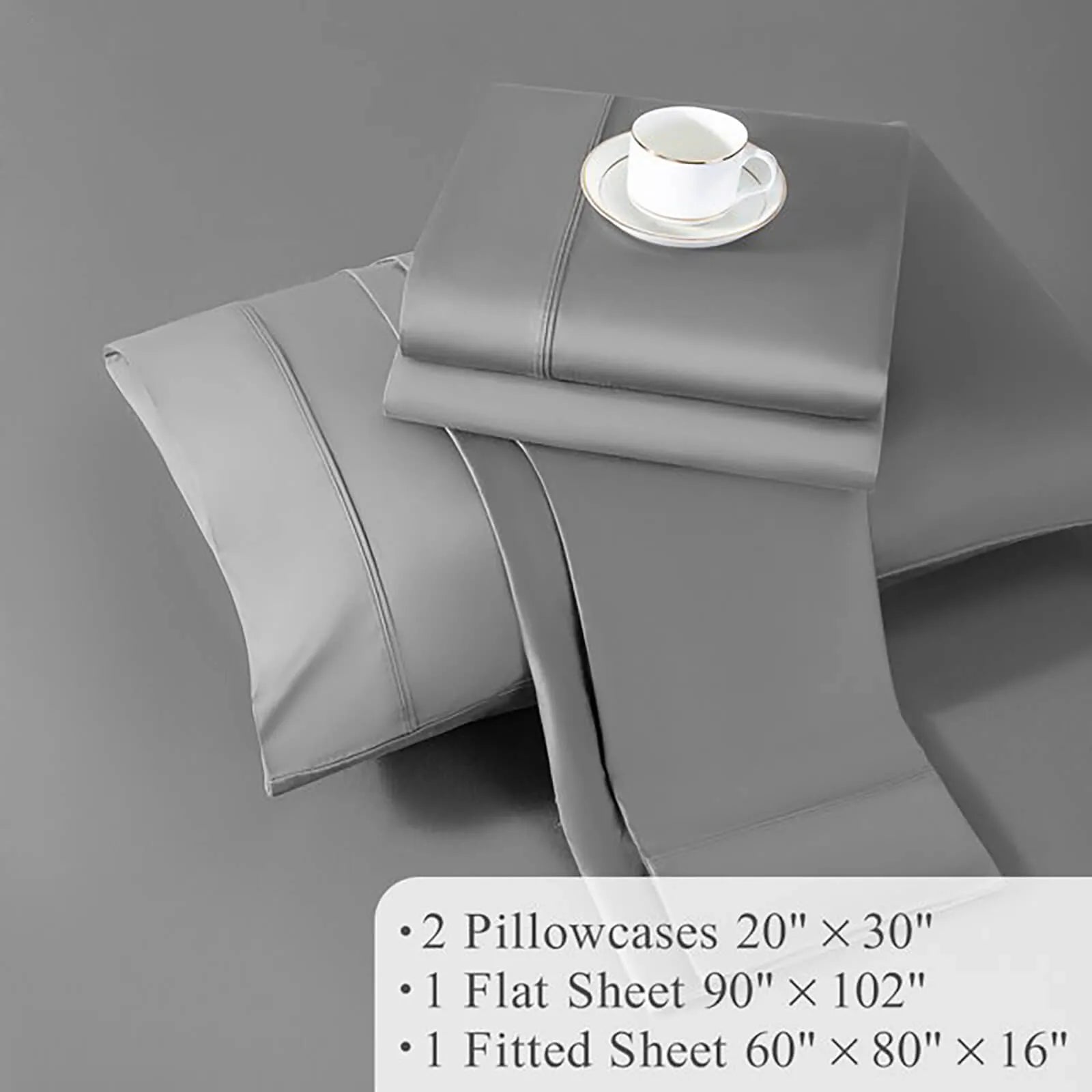 Sonoro Kate 100% Egyptian Cotton Bed Sheet Set, 1200 Series Deep Pocket 4PC Percale Sheets